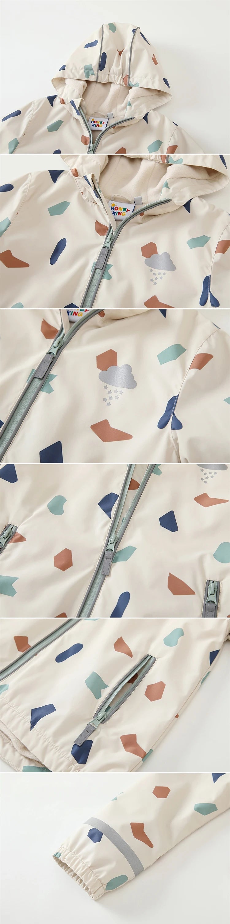 HONEYKING Softshell Jacket For Kids Waterproof Hooded Fleece Outerwear For Baby Toddler Rain Coats Children's Clothing For Girl