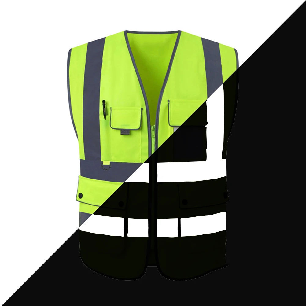 Size S-4XL Hi Vis Road Working Vest Outdoor Motorcycle Cycling  Waistcoat Clothing Workwear Jacket