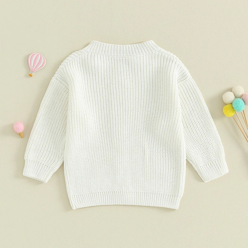 Suefunskry Baby Boys Girls Autumn Winter Knitted Sweater Long Sleeve Solid Color Single-breasted Knitwear Cardigan Jacket
