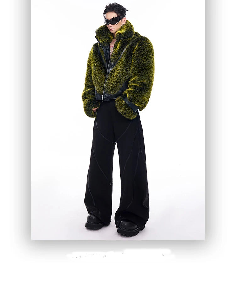 Mauroicardi Autumn Winter Cool Handsome Thick Warm Patchwork Faux Fur Coat Men Luxury Designer Clothes Zip Up Fluffy Jacket 2025