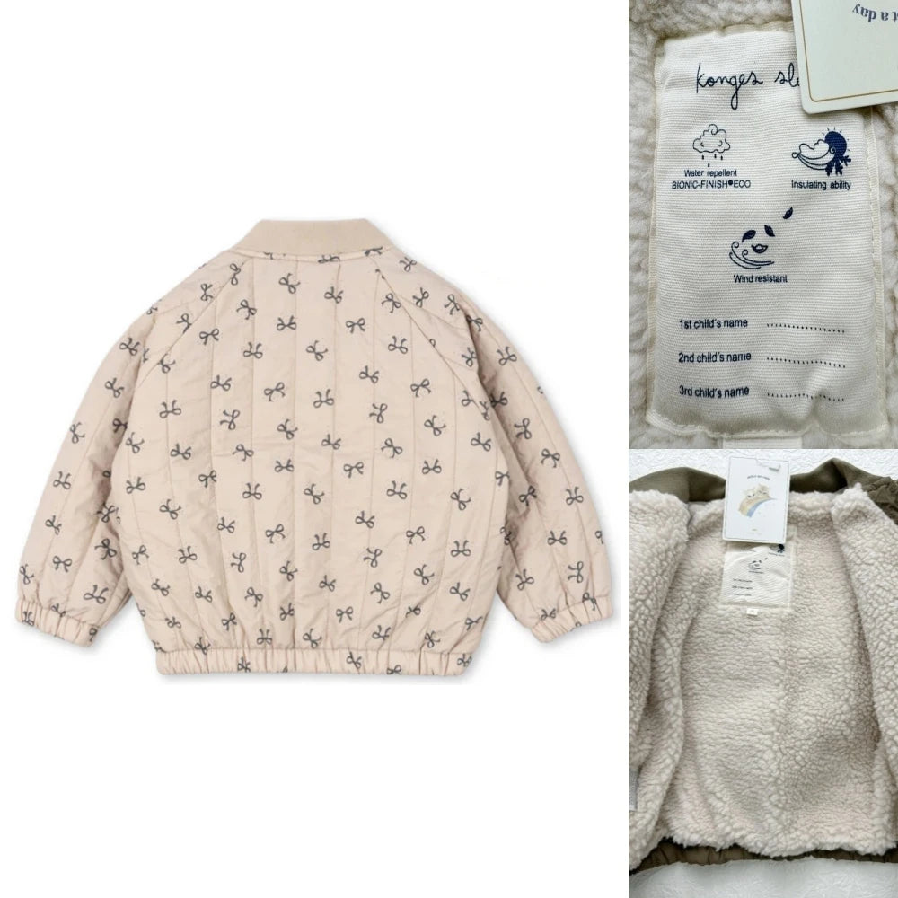 2025 KS Winter Baby Boys Cartoon Lambswool Jackets Kids Cotton Clothes Girls Jackets Outerwear Coats Boys Flight Suit Jackets