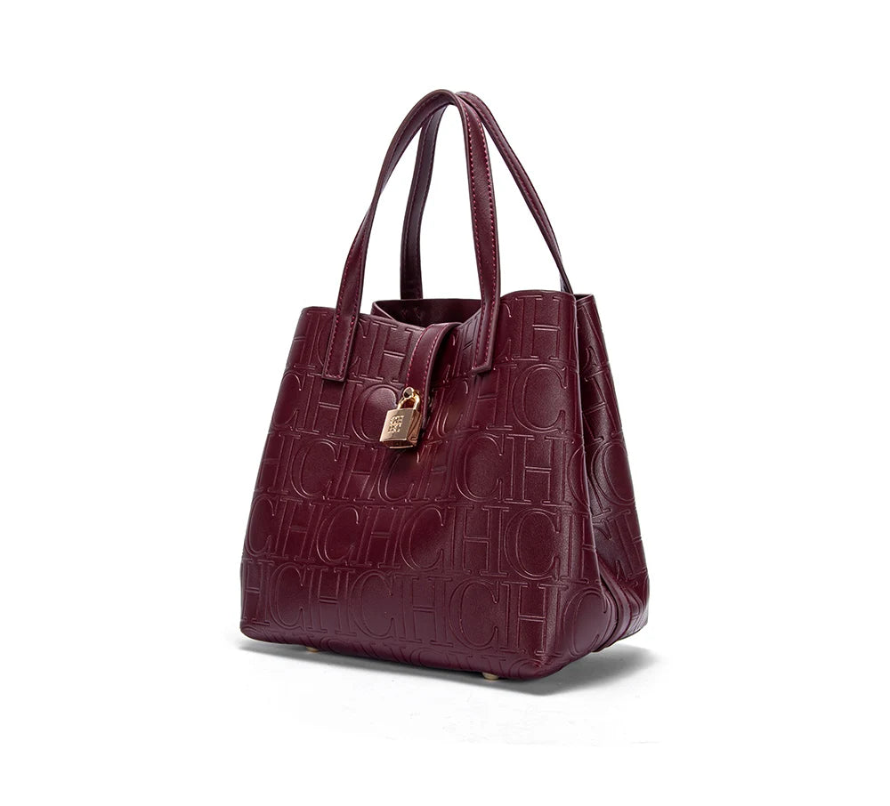 CHCH Women's Tote Bag New Steel Embossed Handheld Bun Mother Shopping Bag