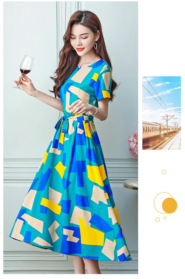 New Fashion Women Summer Dresses Hot Stylish O-Neck Print Floral Bohemian style Casual Loose sleeveless print Long Dress