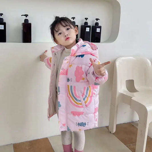 New Girls Boys Down Jacket Winter Coats Children Clothes Hooded Windbreaker Coat For Kids 2-7 Years Cotton Warm Outerwear Kids