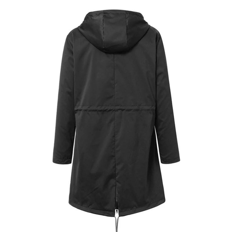 Womens Waterproof Raincoat Casual Basic Outdoors Trench Lightweight Drawstring Jackets Hiking Clothes for Women