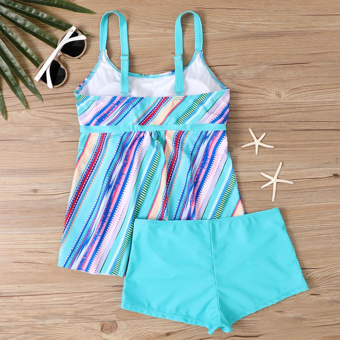 Women's Sexy Slim Fit Printed Sling Split Bikini Plus Size Swimsuit (Two Piece) Strape Tankini Set Printed Beach Swimsuit Women