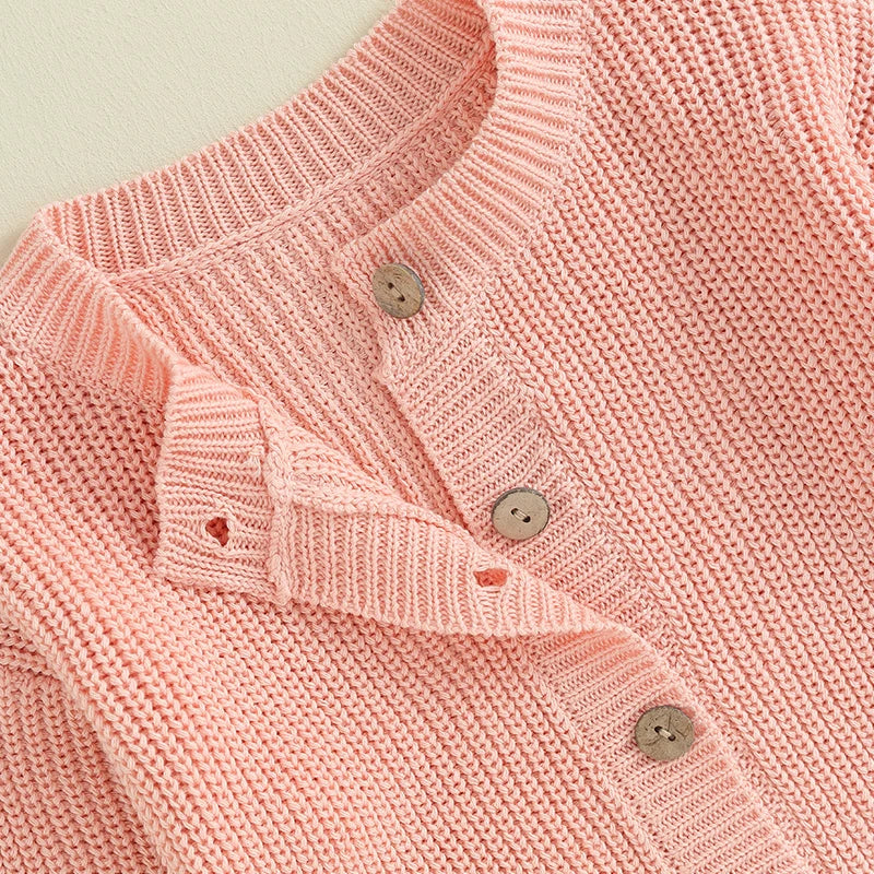 Suefunskry Baby Boys Girls Autumn Winter Knitted Sweater Long Sleeve Solid Color Single-breasted Knitwear Cardigan Jacket