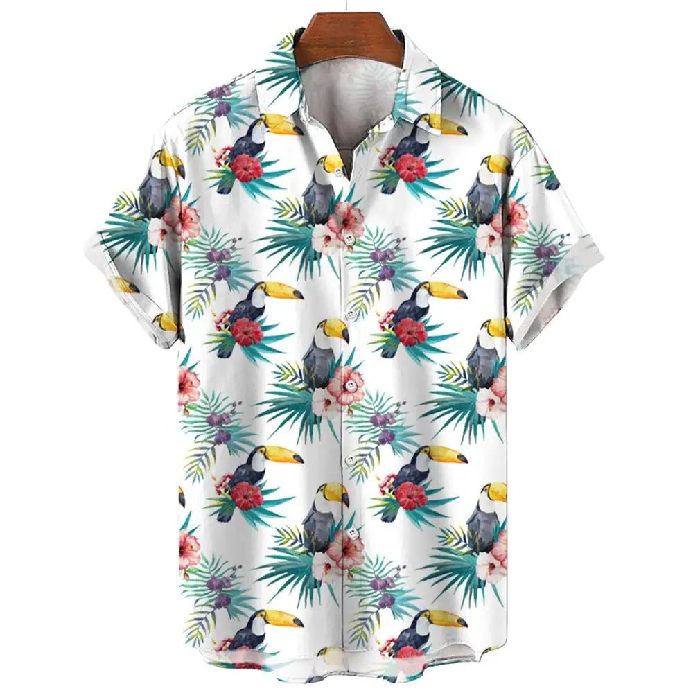 2024 Men's hawaiian shirts 3D Prints toucan graphics summer short sleeve shirts for hawaii style fashion unisex aloha shirts