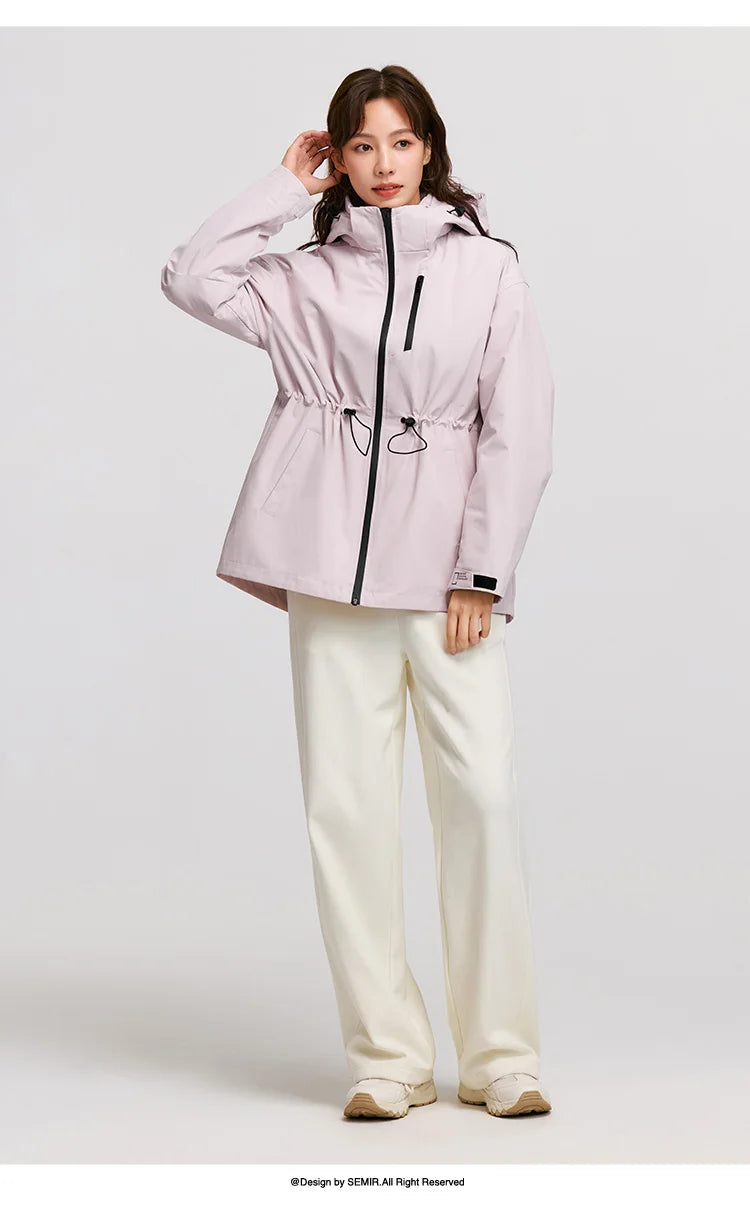 Semir Down Jacket Women 2024 New Two-Piece Three-in-One Outdoor Travel Daily Versatile Three-Resistant Outerwear for Women