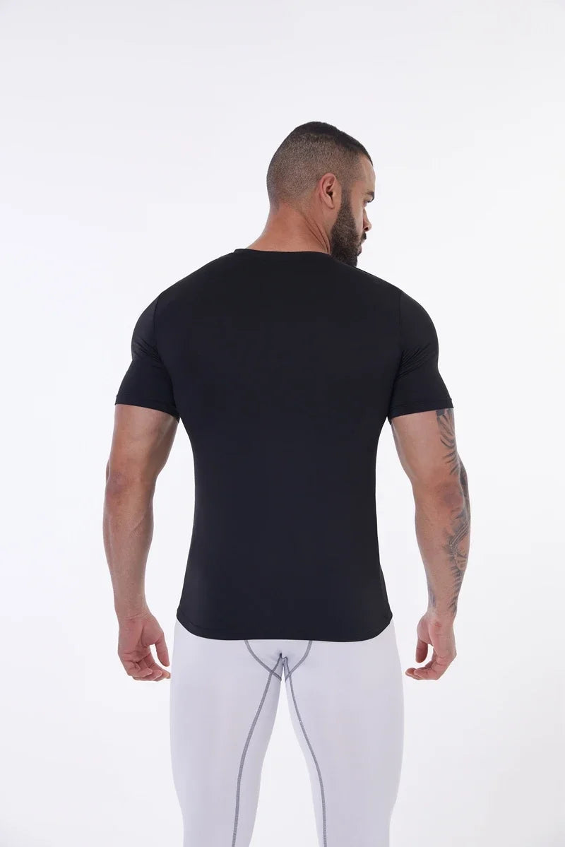 Compression Shirt Men Fitness Gym Body Shaper Sport Running Short Sleeve T-Shirt Rashgard Tops Tee Quick Dry Tops Male Shapewear