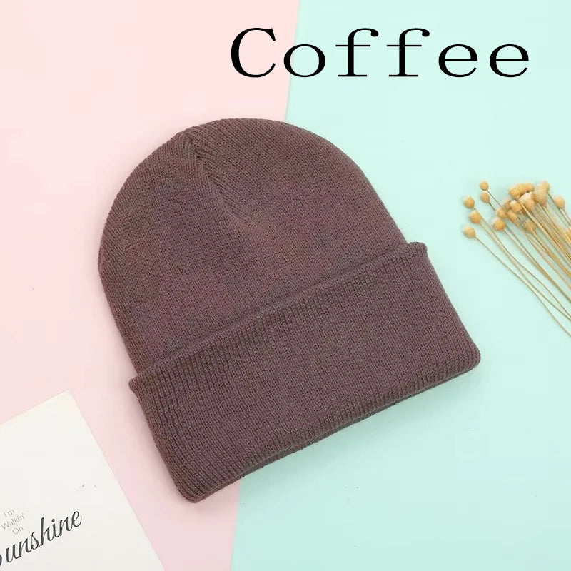 Dad Mother Kids Baby Hats for Girl Boy Newborn Beanie Infant Candy Color Winter Autumn Family Warm Knitted Parent Children Hat