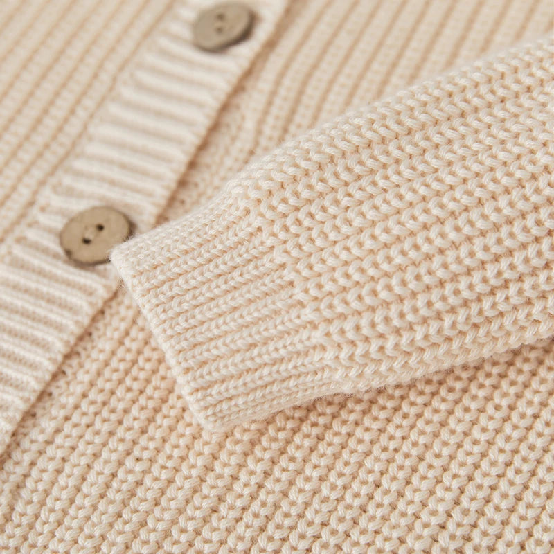 Suefunskry Baby Boys Girls Autumn Winter Knitted Sweater Long Sleeve Solid Color Single-breasted Knitwear Cardigan Jacket