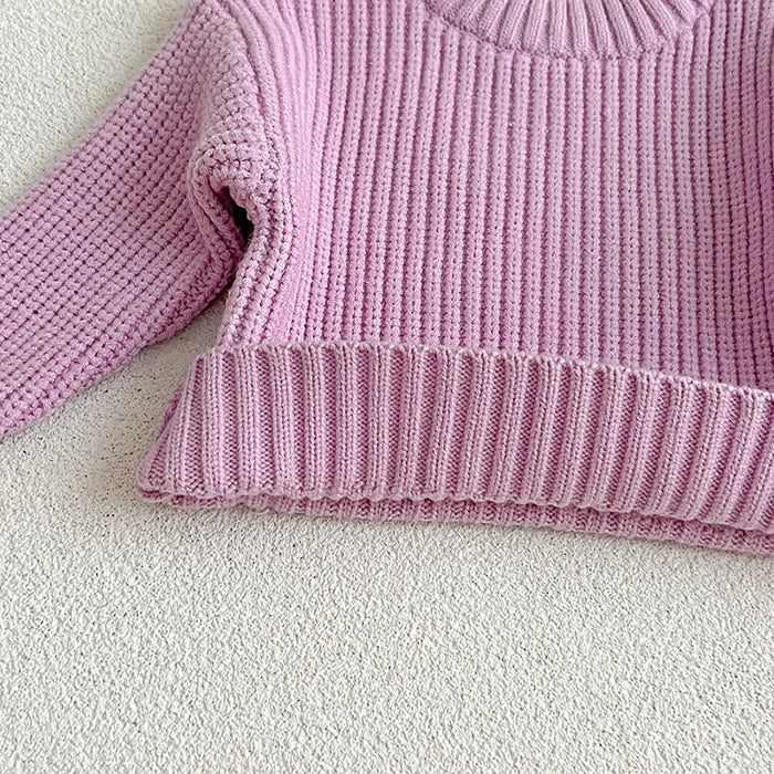 2025 New Spring Baby Girls Sweater Long Sleeved Solid Color Newborn Baby Girls Boys Knitted Pullover Tops 0-6Yrs Kids Sweater