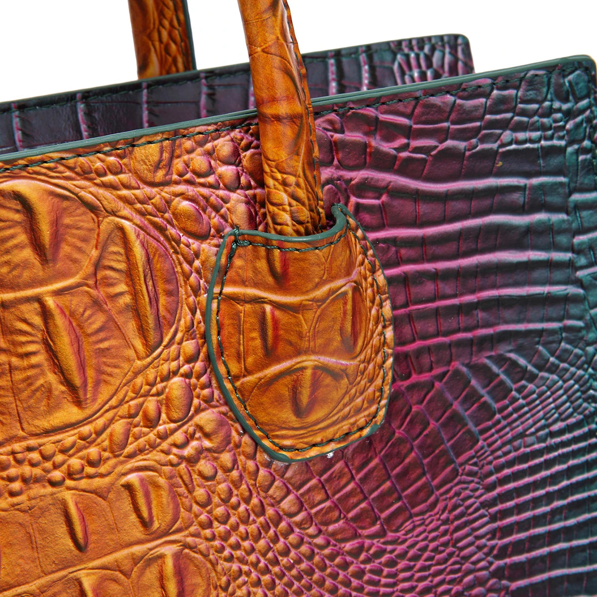 3 Pcs Crocodile Pattern Handbag & Purses Set, Multi-functional Vintage Top Handle Crossbody Bag & Business Clutch Bag & Card Coi