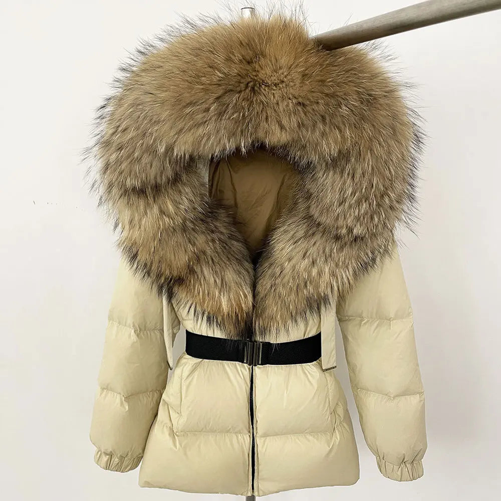 OFTBUY 2025 Winter Clothing Puffer Jacket Women Real Fox Fur Hooded Thick Warm 90% White Duck Down Coat Female Parkas Waterproof