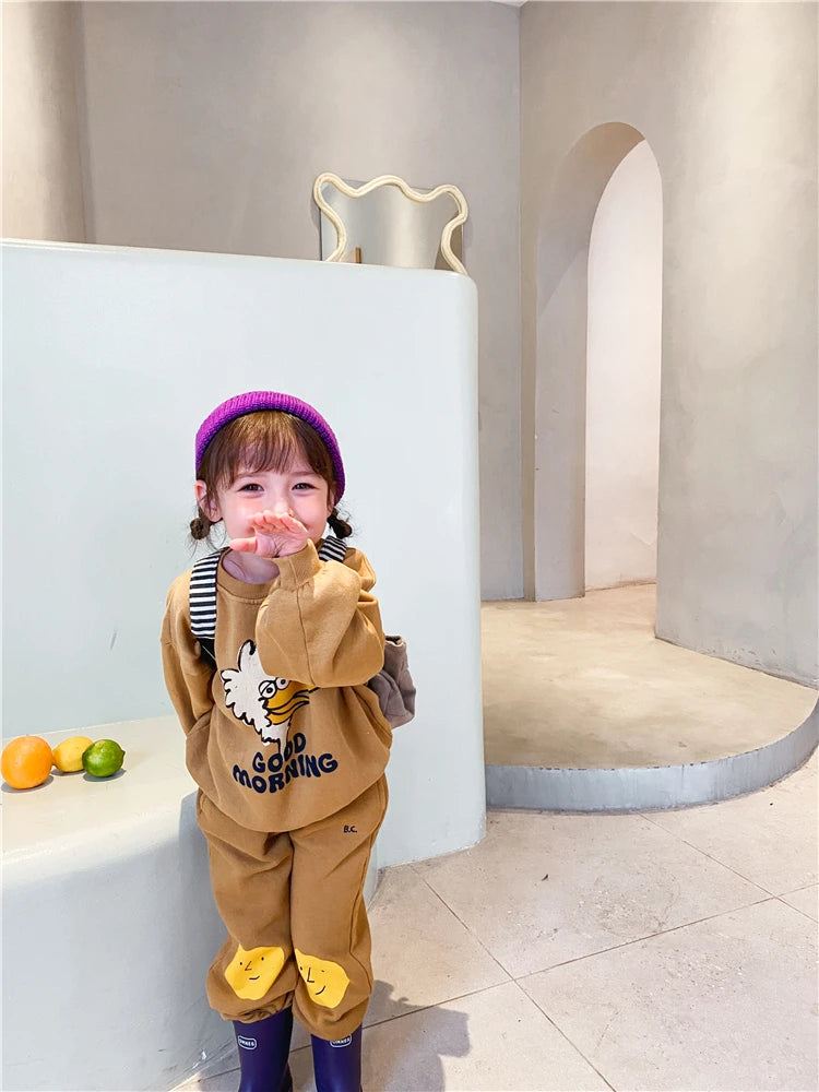 Korean INS 2024 Children's Autumn Winter Long Sleeve O-Neck Sweatshirt Cute Tops for Girls And Boys Baby Sweaters Kids Clothing