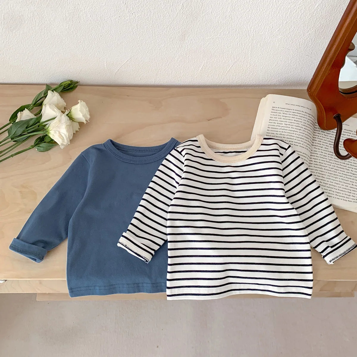 Infant Newborn Girls Boys Autumn Full Sleeve Striped Top Tees Kids Baby Casual Bottoming Shirts Toddler T-shirts Cotton Clothing