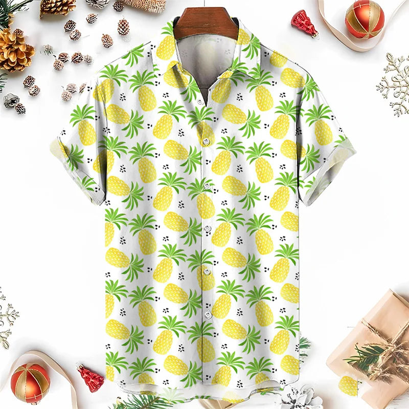 Men's Shirts 3D Fruit Pineapple Printed Shirts For Women New Summer Funny Streetwear Short Shirts Y2k  Mens Hawaiian Clothing