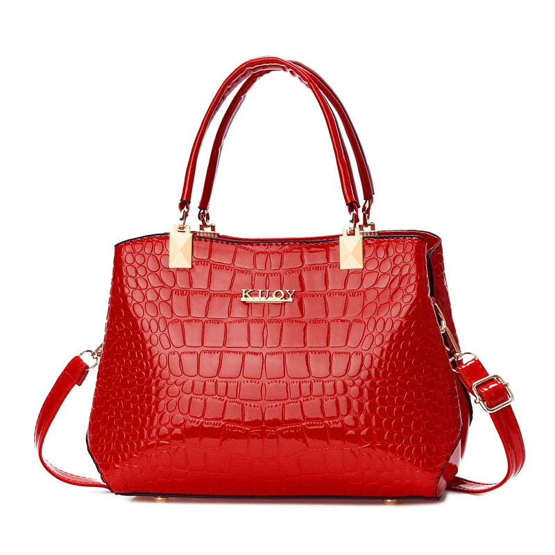 Fashionable Womens Crocodile Pattern Shoulder Bag - Stylish & Durable PU Leather Handbag with Removable Cross-body Strap for Eve
