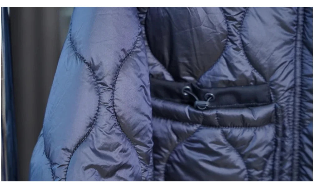 Quilted coat for women ETJ 2025 QUILTED JACKET WITH TIES new beige drawstring high neck pocket clip cotton jacket for women