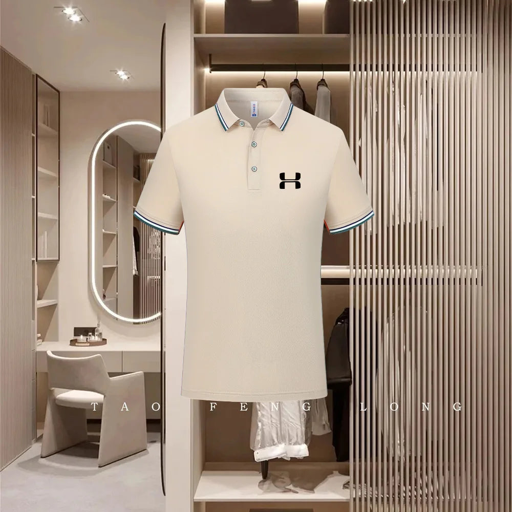 Golf Fashion Colorful Solid Color Collar Knitted Shirt Men's and Women's Casual 2026 Summer Short sleeved Top T-shirt