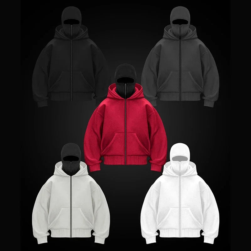 Plain Design Hooded Zip Up Sweatshirt for Men Women Autumn Winter Ins Style Couple Matching