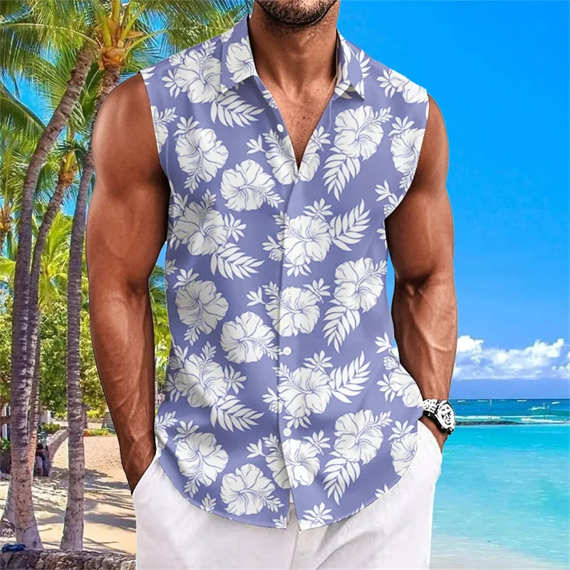 Men's Quick Dry Sleeveless Shirt 3D Printed Party Button Street Entertainment Beach Holiday Fashion Trend Summer New