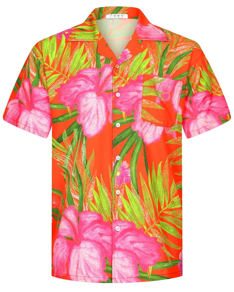 Summer Fashion Mens Hawaiian Shirts Short Sleeve Button Coconut Tree Printed Casual Beach Aloha Shirt Plus Size 6XL Hombre Ropa