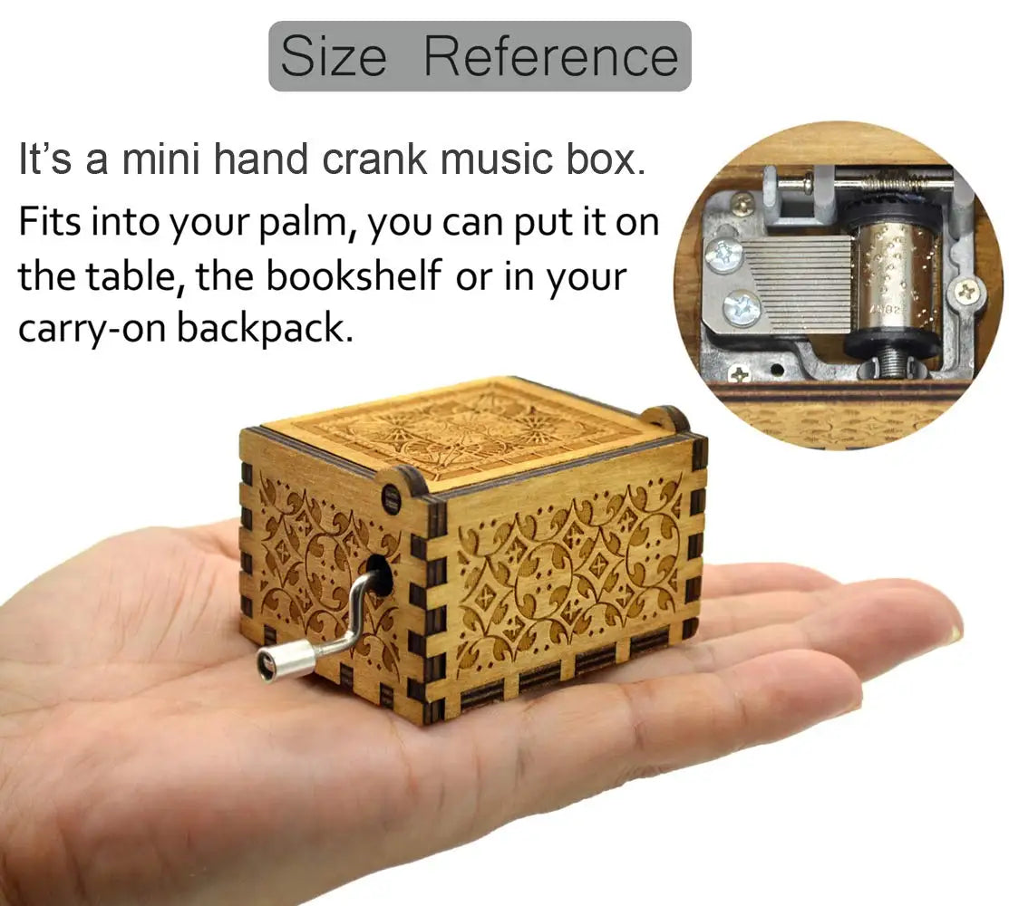 Wooden Hand-Cranked Music Box Vintage Engraving Music Box Can't Help Falling in Love Valentines Day Gift Birthday Presents