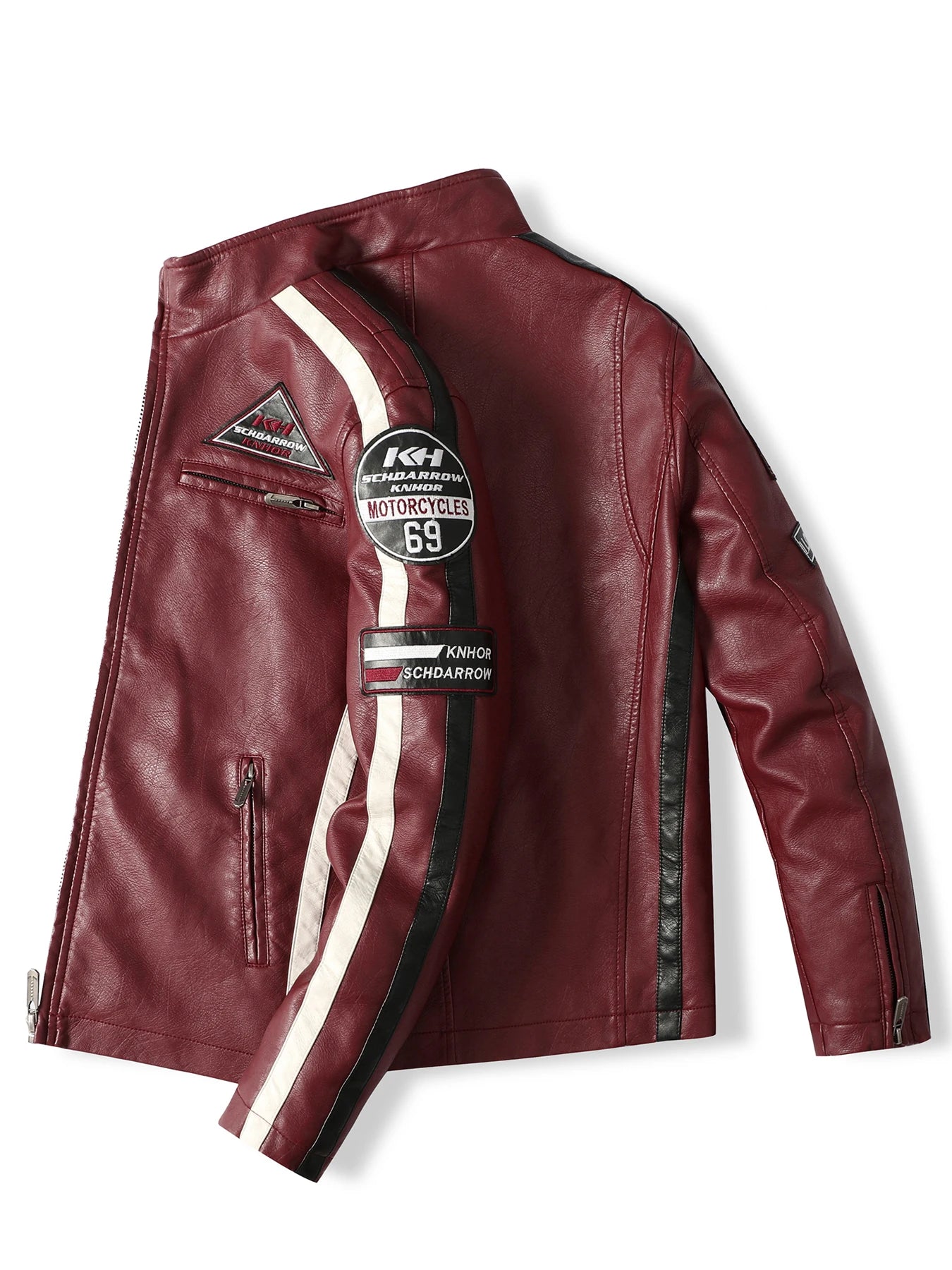 Men's motorcycle racing suit PU leather label color jacket