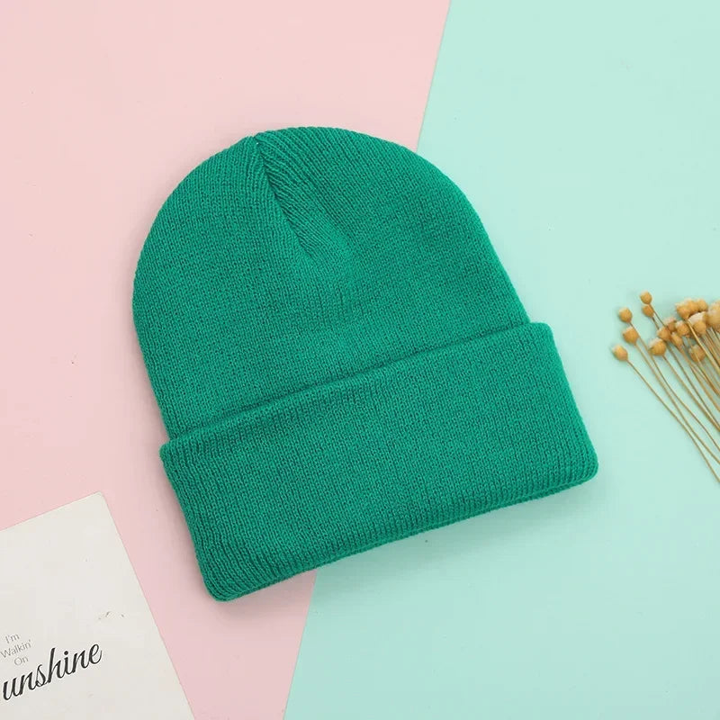 Dad Mother Kids Baby Hats for Girl Boy Newborn Beanie Infant Candy Color Winter Autumn Family Warm Knitted Parent Children Hat