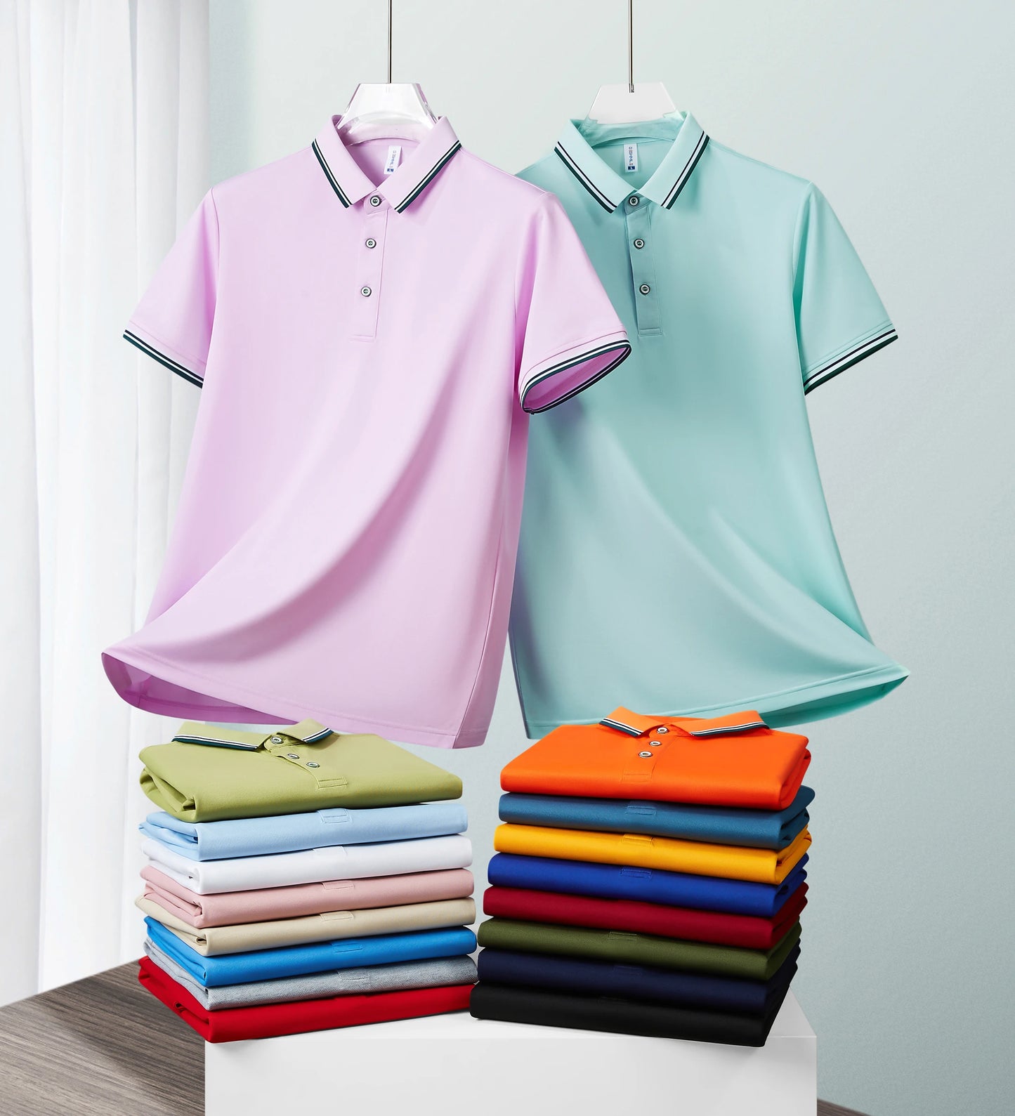 Golf Fashion Colorful Solid Color Collar Knitted Shirt Men's and Women's Casual 2026 Summer Short sleeved Top T-shirt