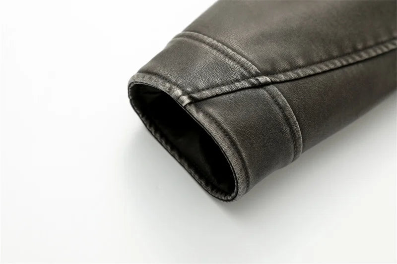 2025New Coal graysty le Women's washed leather jacket with belt, short coat with downgraded zipper and vintage lapel jacket