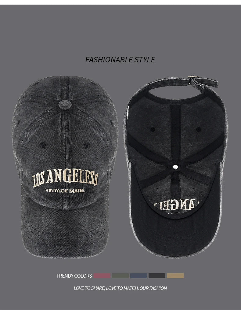 New Soft Top Washed Vintage Coated Cloth Cap Three-Dimensional Embroidery Sunhat Distressed White Casual Baseball Cap