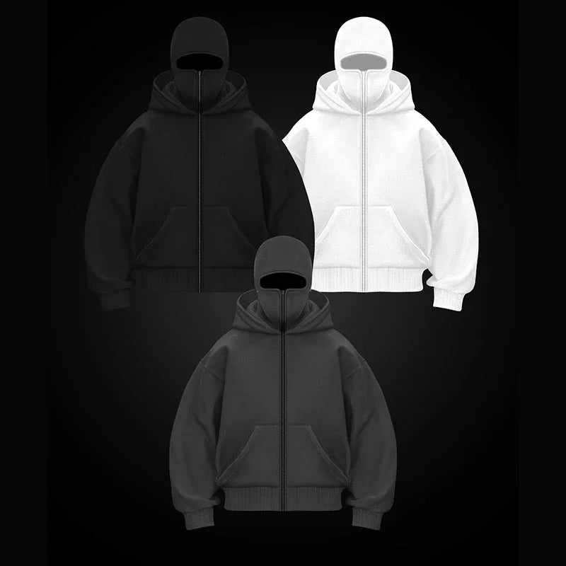 Plain Design Hooded Zip Up Sweatshirt for Men Women Autumn Winter Ins Style Couple Matching