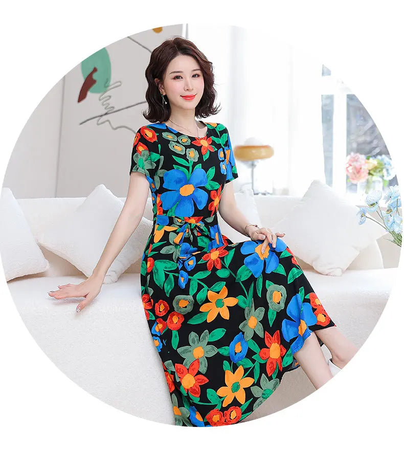 New Fashion Women Summer Dresses Hot Stylish O-Neck Print Floral Bohemian style Casual Loose sleeveless print Long Dress