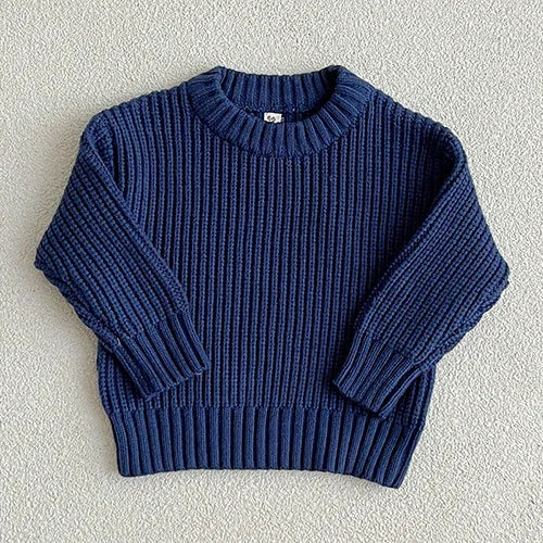 2025 New Spring Baby Girls Sweater Long Sleeved Solid Color Newborn Baby Girls Boys Knitted Pullover Tops 0-6Yrs Kids Sweater