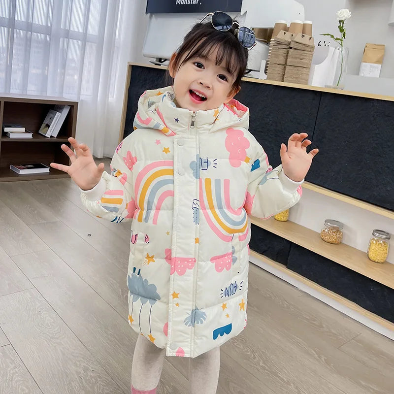 New Girls Boys Down Jacket Winter Coats Children Clothes Hooded Windbreaker Coat For Kids 2-7 Years Cotton Warm Outerwear Kids