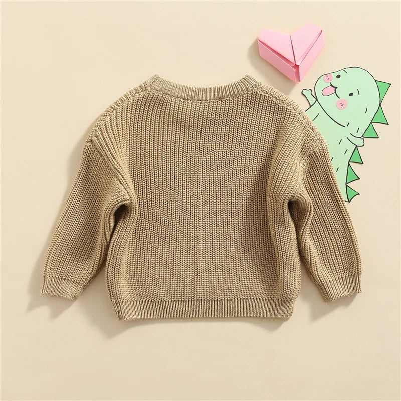 Suefunskry Newborn Baby Girl Boy Knitted Long Sleeve Autumn Winter Sweater Solid Loose Pullover Casual Tops Kids Clothes 3M-5Y