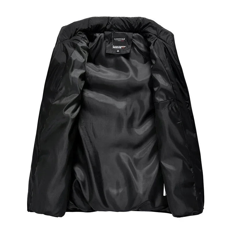 2025 New Puffer Sleeveless Coats Mens Solid Color Down Jacket Winter Warm Vest Jacket Men Waistcoat Outwear Windbreaker Clothing