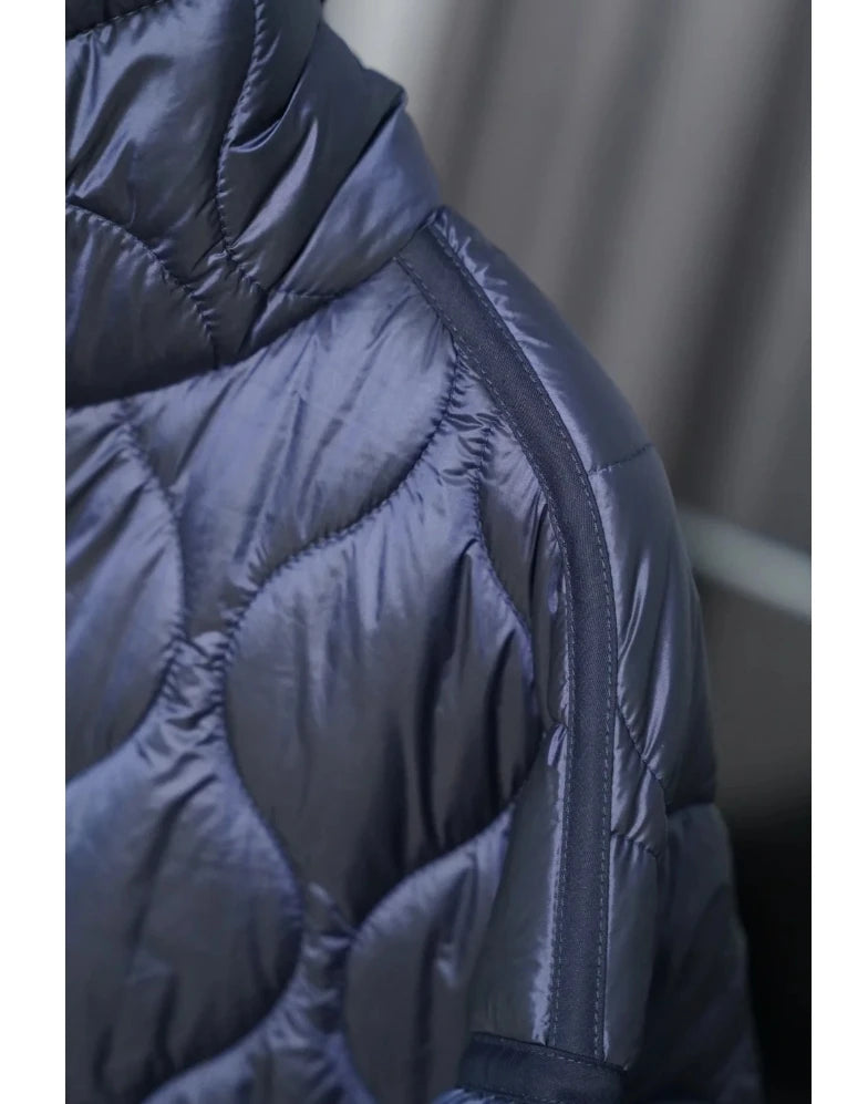 Quilted coat for women ETJ 2025 QUILTED JACKET WITH TIES new beige drawstring high neck pocket clip cotton jacket for women