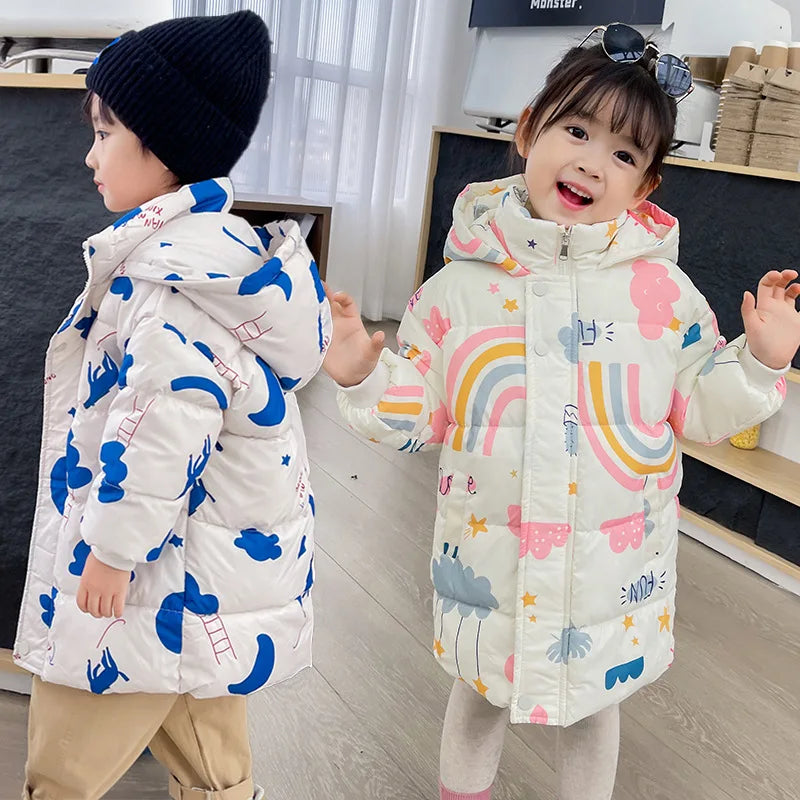 New Girls Boys Down Jacket Winter Coats Children Clothes Hooded Windbreaker Coat For Kids 2-7 Years Cotton Warm Outerwear Kids