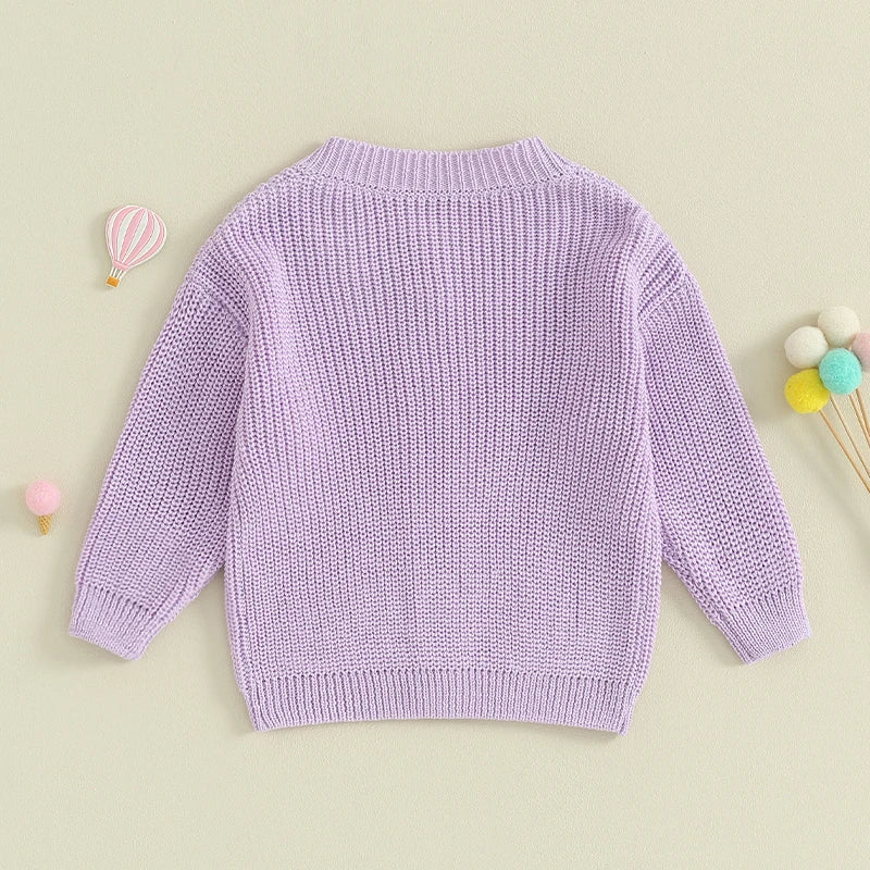 Suefunskry Baby Boys Girls Autumn Winter Knitted Sweater Long Sleeve Solid Color Single-breasted Knitwear Cardigan Jacket