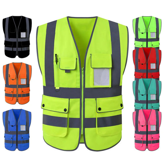 Size S-4XL Hi Vis Road Working Vest Outdoor Motorcycle Cycling  Waistcoat Clothing Workwear Jacket