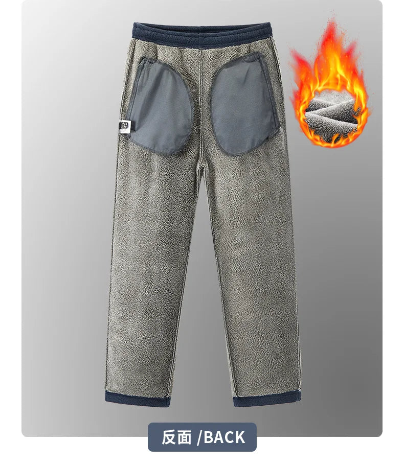 Winter Fleece Ski Pants Men's High Quality Extreme Cold Wool Thick Warm Trousers Women New 2025 Outdoor Camping Work Sweatpants