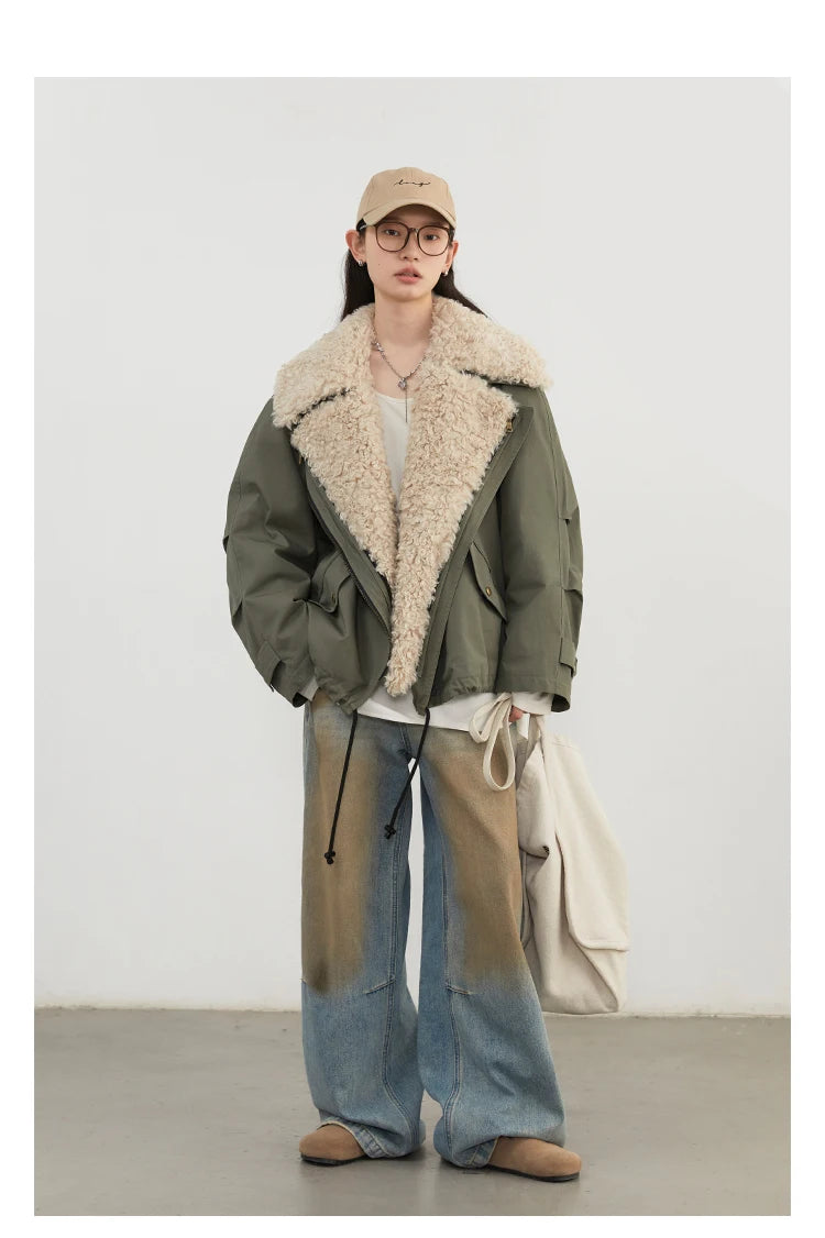 CHIC VEN Women Coats Streetwear Loose Casual New Retro Motorcycle Cotton Jacket Thick Warm Female Overcoat Autumn Winter 2024