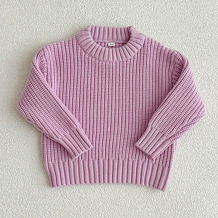 2025 New Spring Baby Girls Sweater Long Sleeved Solid Color Newborn Baby Girls Boys Knitted Pullover Tops 0-6Yrs Kids Sweater