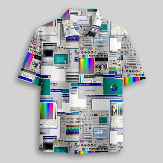 New Fashion Cpu Computer Hawaiian Shirt 2026 Men Women Funny Shirt Casual Holiday Party Button-Up Unisex Shirts Lapel Blouses
