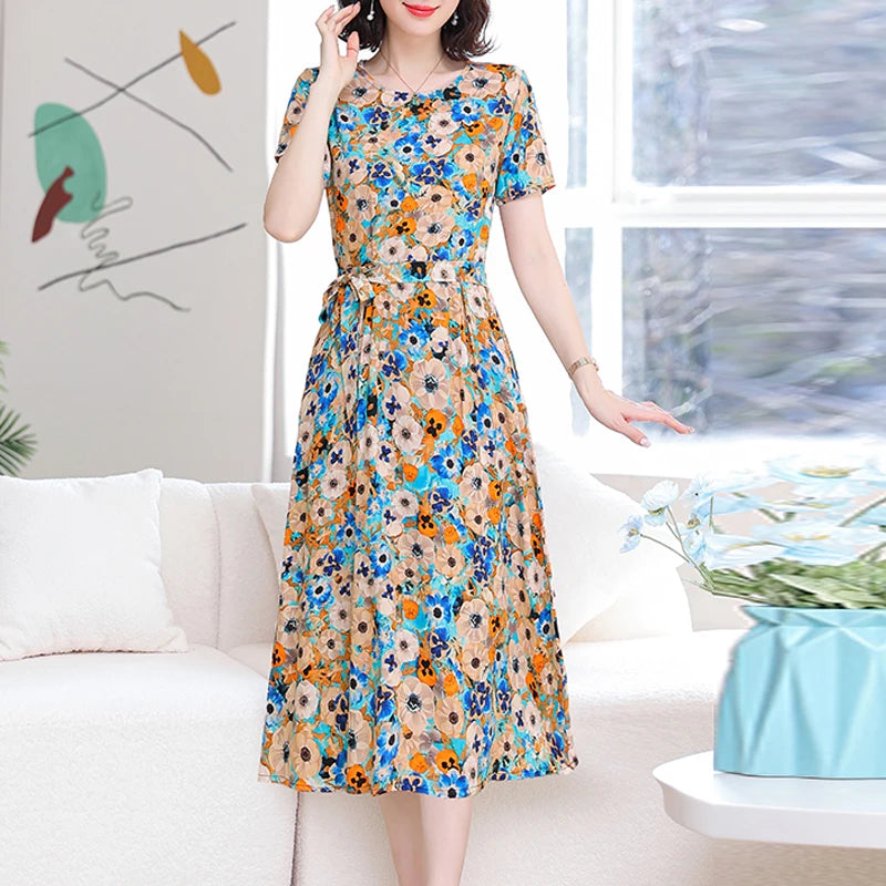 New Fashion Women Summer Dresses Hot Stylish O-Neck Print Floral Bohemian style Casual Loose sleeveless print Long Dress
