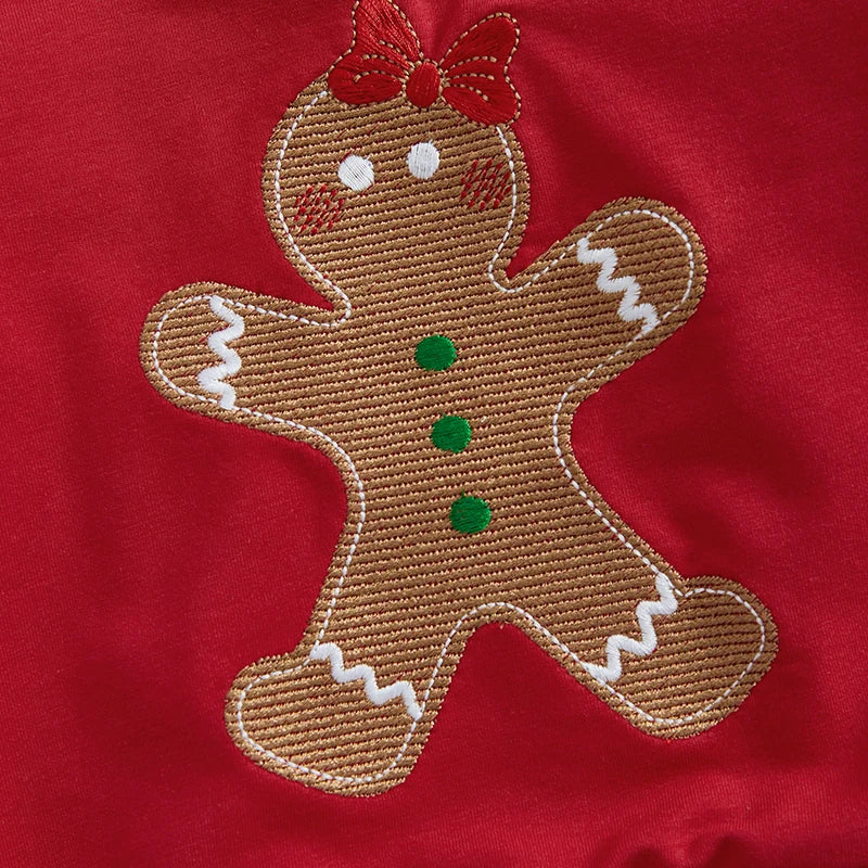 Infant Girls 2-Piece Holiday Set with Long Sleeve Gingerbread Sweatshirt and Tulle Skirt - Festive Baby Clothing for Christmas